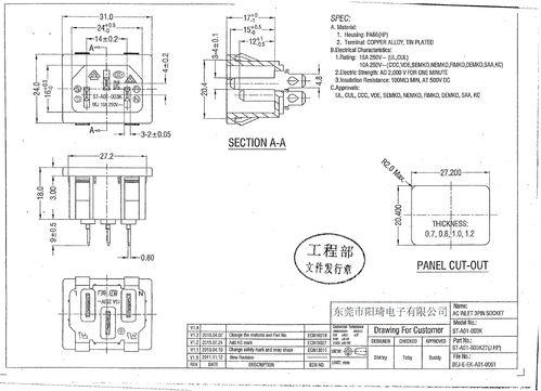 品字插座 220v 15a带vde认证ac插座厂商